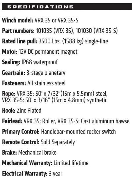 VRX 35-S Powersport Winch - 101030