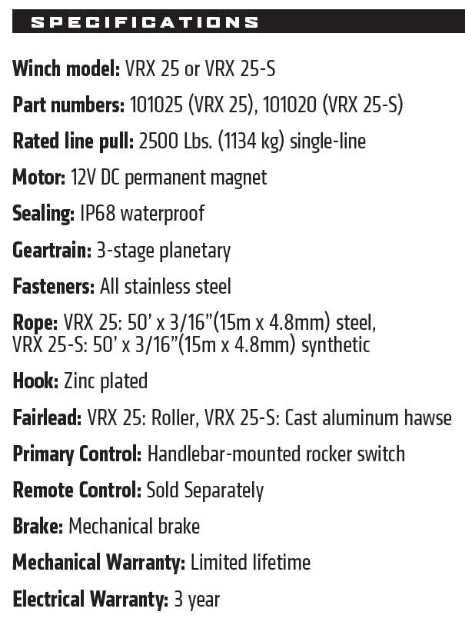VRX 25-S Powersports Winch - 101020