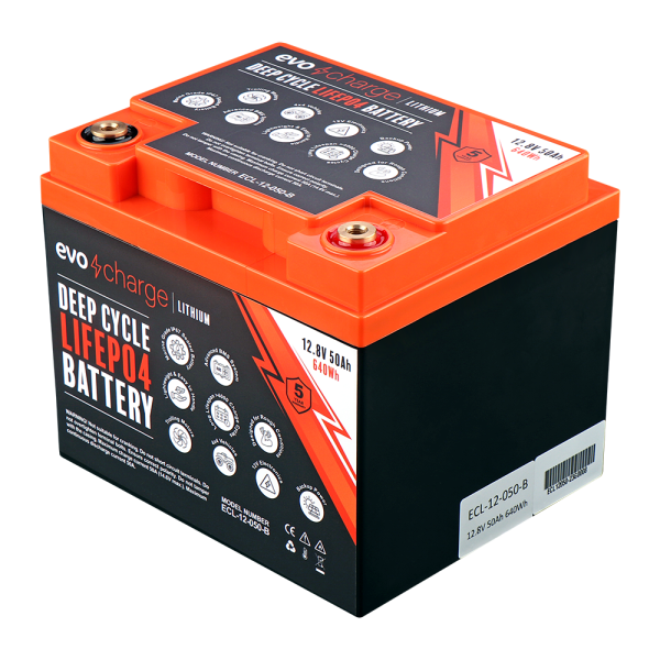 EvoCharge 12V 50Ah LiFePO4 Lithium Battery (12,8V 50Ah)
