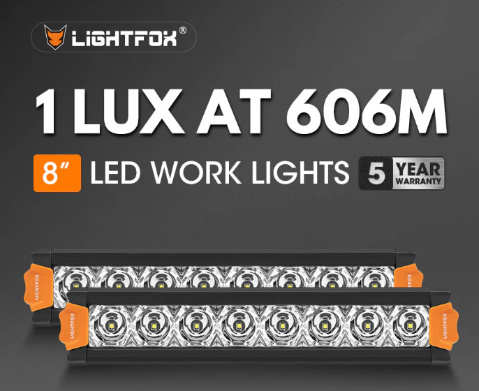 Lightfox Vega Series Pair 8inch Osram LED Light Bar 1Lux @ 606m 8,856 Lumens
