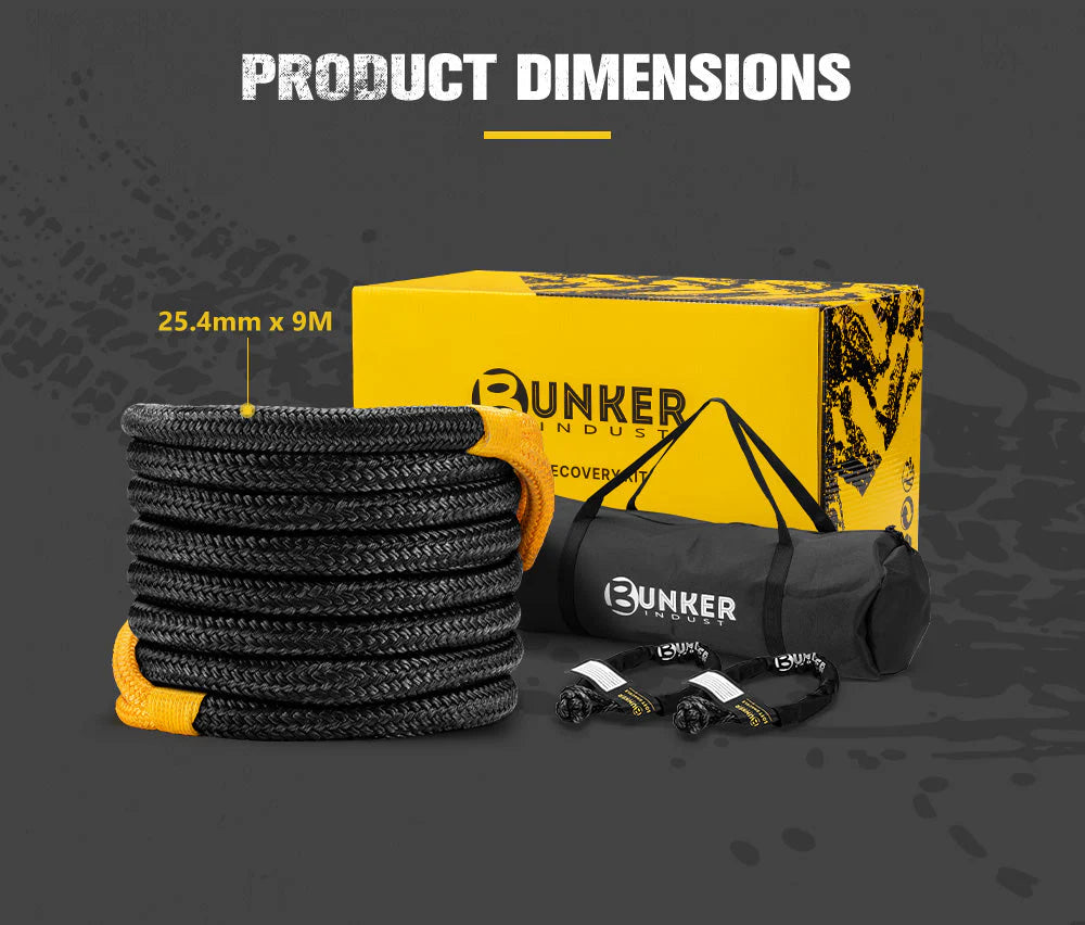 Bunker Indust 9M Kinetic Recovery Rope 15,422kg Snatch Strap Soft