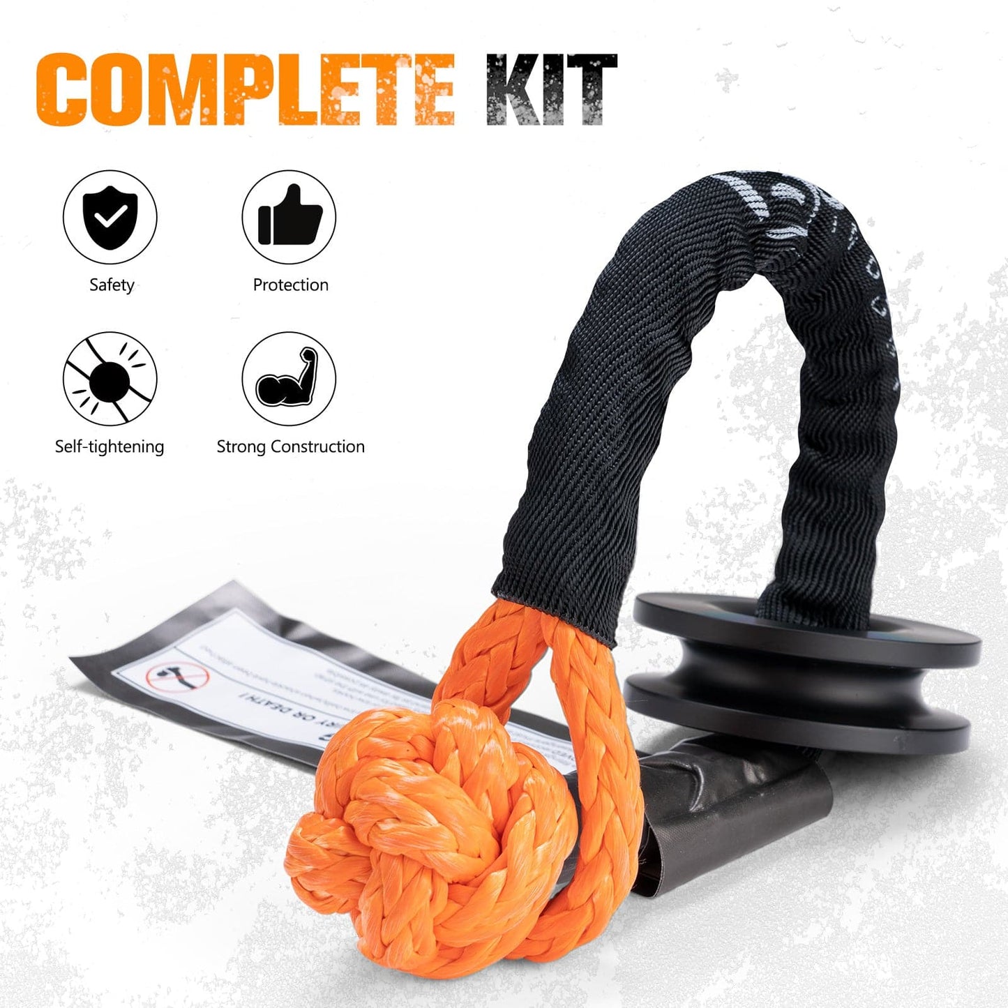 BUNKER INDUST Soft Shackle Synthetic Rope With Protective Recovery Snatch Ring