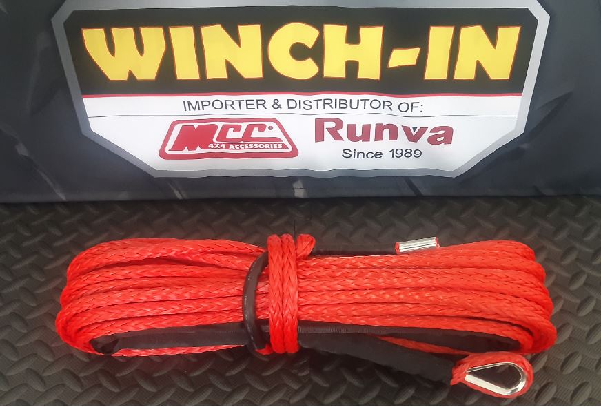 ROPE – Synthetic Rope Red (Deenyma Rope) 25m x 10mm 8000LBS TO 10000LBS WINCH
