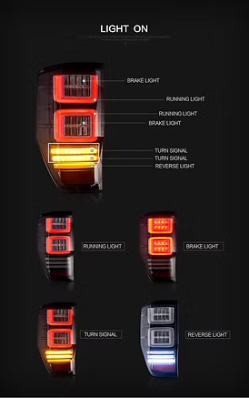 VLAND Ford Ranger LED Tail Light - Smoke Lens