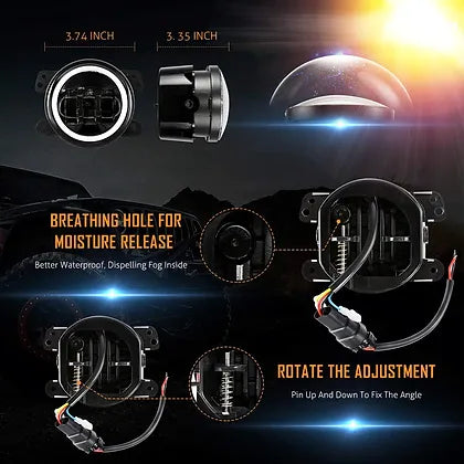 4" Fog Light DRL+Amber Flicker Halo Ring