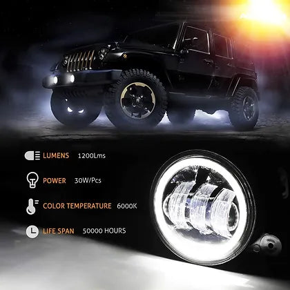 4" Fog Light DRL+Amber Flicker Halo Ring