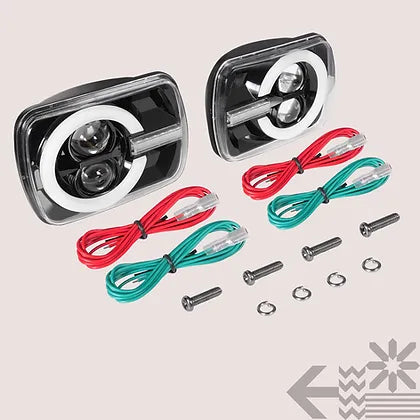 Bronco Style 90W 5X7" LED Headlight DOT Black - Pair