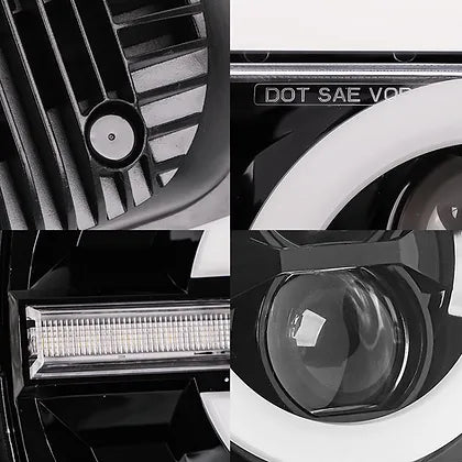 Bronco Style 90W 5X7" LED Headlight DOT Black - Pair