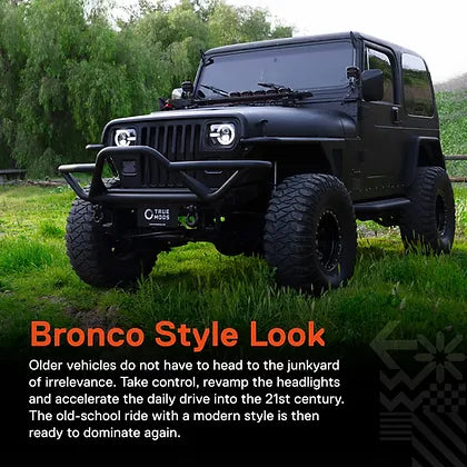 Bronco Style 90W 5X7" LED Headlight DOT Black - Pair