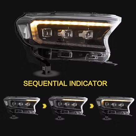 VLAND Ford Ranger Triple LED Projectors Headlights 2015-on