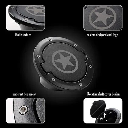 JK Aluminum Fuel Cap - STAR