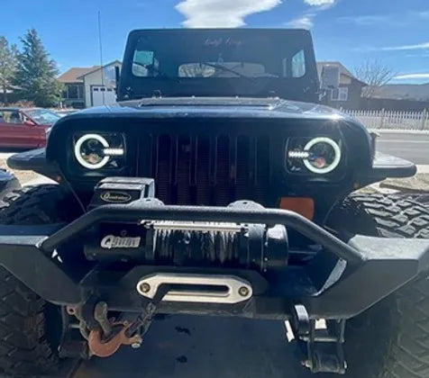 Bronco Style 90W 5X7" LED Headlight DOT Black - Pair