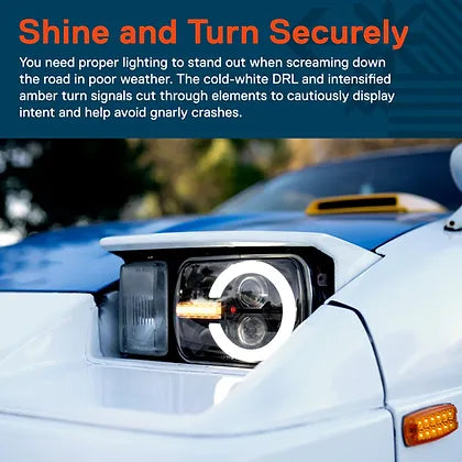 Bronco Style 90W 5X7" LED Headlight DOT Black - Pair