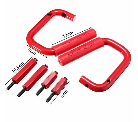 JK Wild Boar Front Grab Handles - Red Aluminum