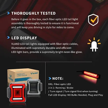 JK Tunnel Tail Light -Smoke Lens, JL Style
