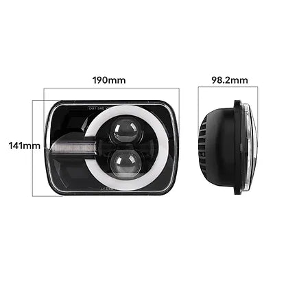 Bronco Style 90W 5X7" LED Headlight DOT Black - Pair