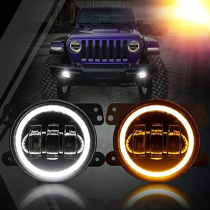 4" Fog Light DRL+Amber Flicker Halo Ring