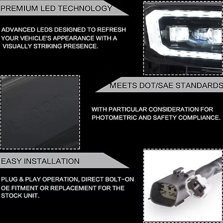 VLAND Ford Ranger Triple LED Projectors Headlights 2015-on