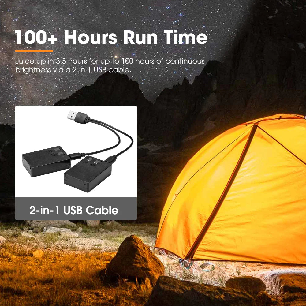 San Hima 2x Camp Light Dual Colour LED Lantern With Inbuilt Lithium Battery