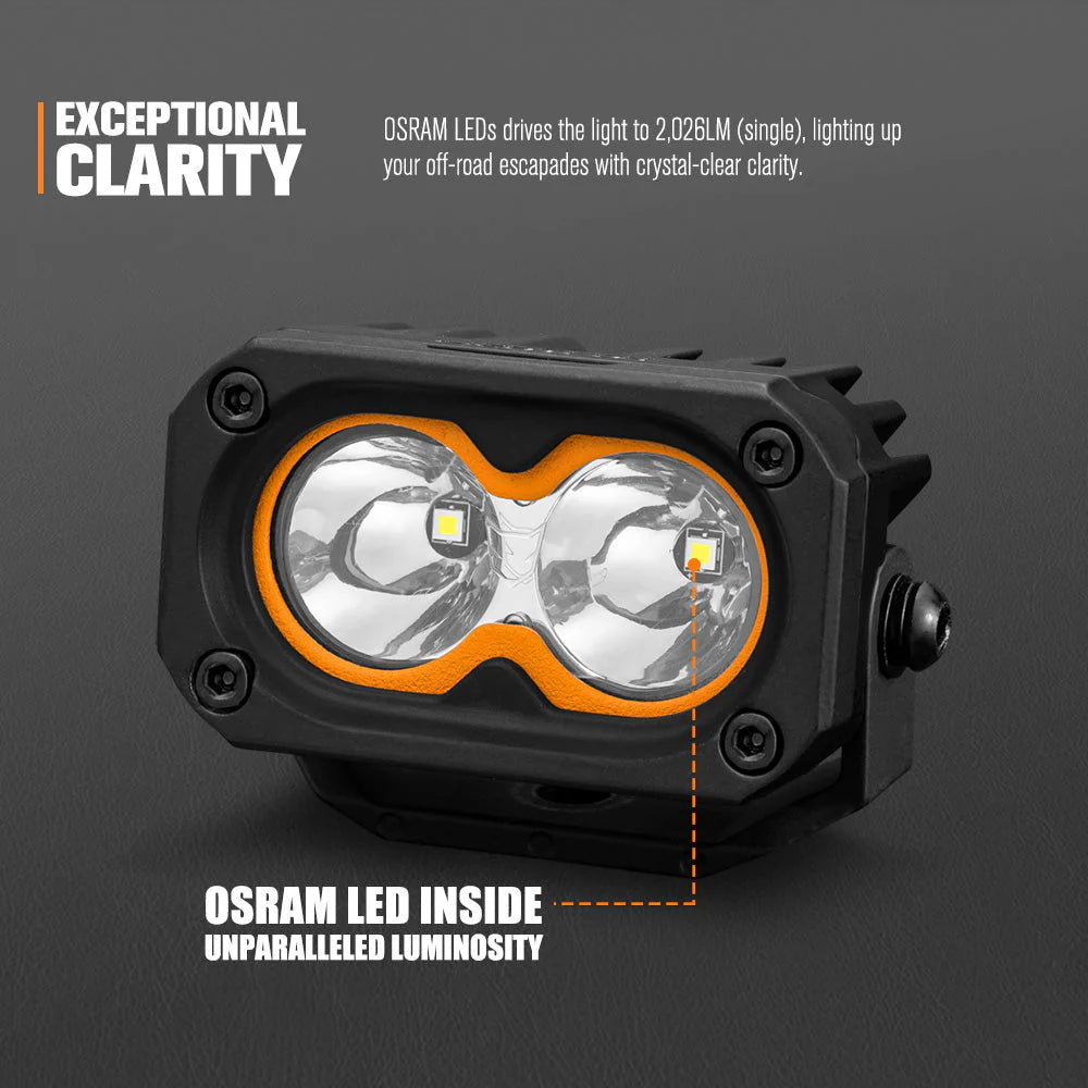 LIGHTFOX Pair 3inch Cygnus-2 Osram LED Pod Lights 1Lux@280m 2,026LM