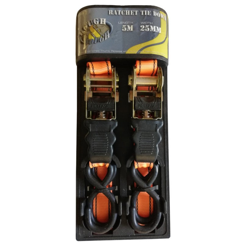 Ratchet Tie Down straps - 5m x 25mm SET of 2