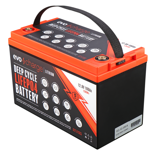 EvoCharge 12V 100Ah LiFePO4 Lithium Battery (12,8V 100Ah)