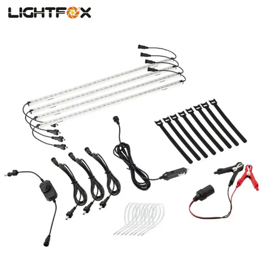 Lightfox 4PCS 12V LED Strip Light Bar Waterproof White Lights Boat Camping