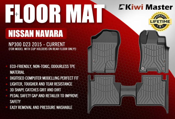 Kiwi Master 3D TPE Car Floor Mats For Nissan Navara D23 2015-Current