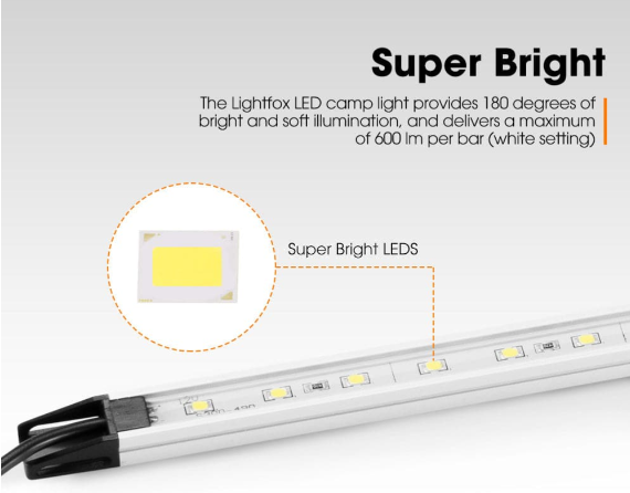 Lightfox 12V LED Camp Dual Colours Light Bar Kits Set Of 6