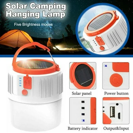 Solar Emergency Light Multifunctional LED Camping Lights USB Rechargeable Lamp Portable Lanterns Remote Control