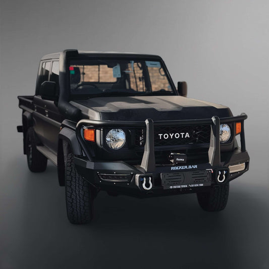 MCC Rocker Bar Full Loop Front Bumper Replacement Bullbar with Pegasus lights for Toyota LandCruiser 70 and 79 Series 2024 onwards