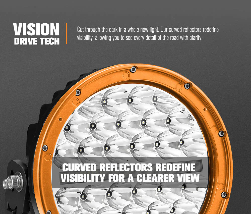 Lightfox Pair 9 Inch Osram LED Driving Lights Round Spotlight Spot DRL Headlight