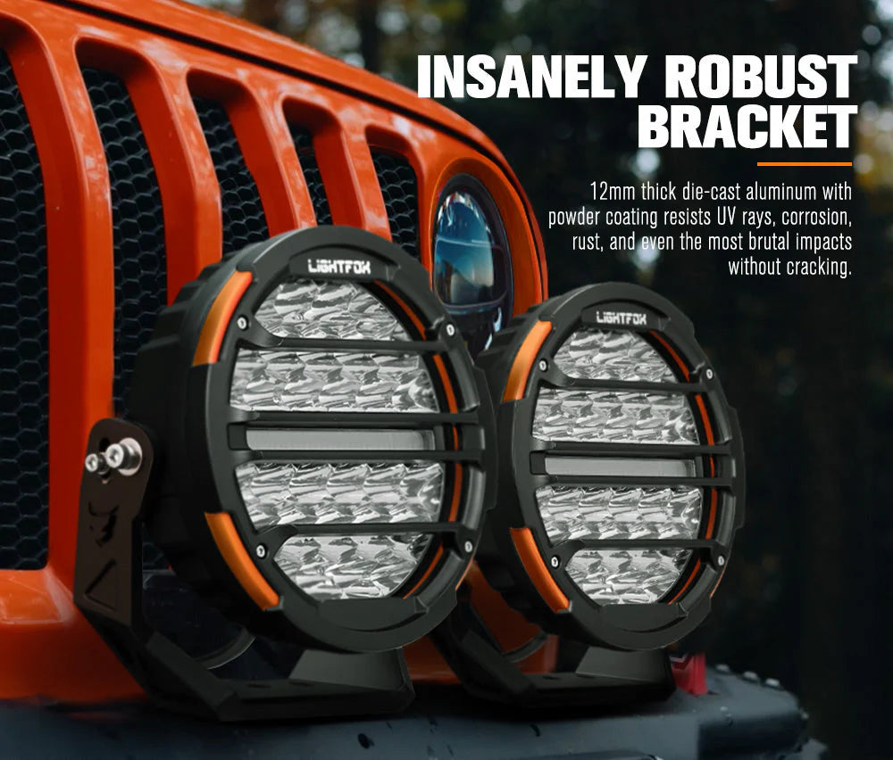 Lightfox Pair 9 Inch Osram LED Driving Lights Round Spotlight Spot DRL Headlight