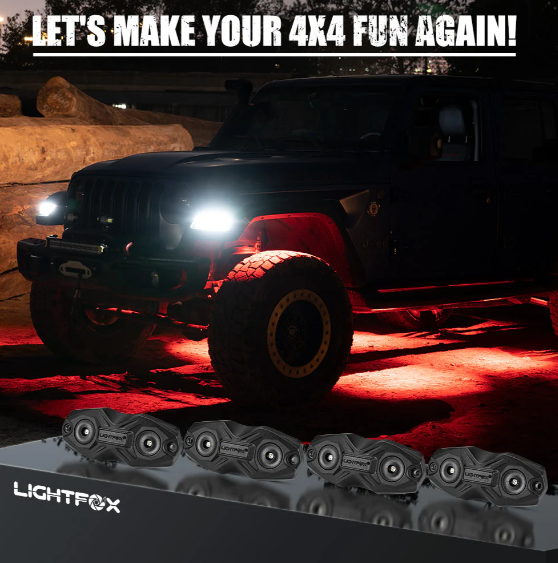 Lightfox RGBW LED Rock Lights - 4 Pack