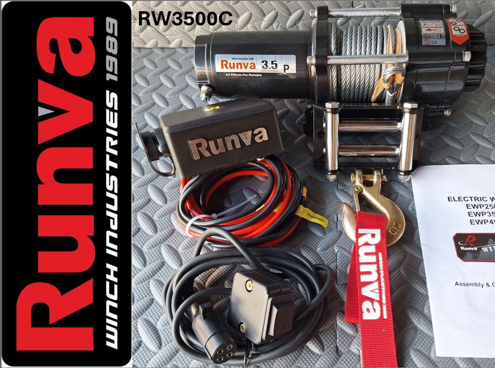 Runva Winch 3,500lbs 12V with Steel Cable (1,588kg) Wired Remote