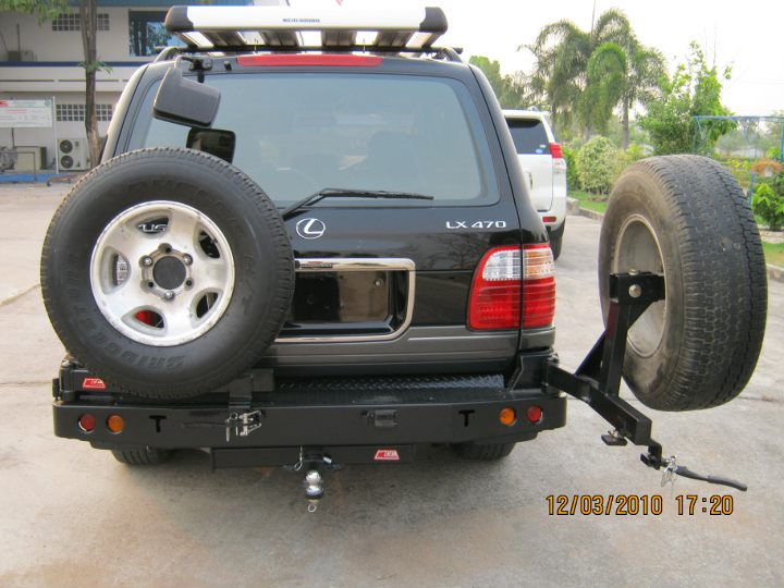 MCC Rear Bumper Replacement Bar with dual swing arms for Toyota LandCruiser 100 Series