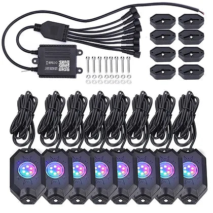 Hi-Bright 8-pod RGB Led Rock Light (6 LED chips each light)