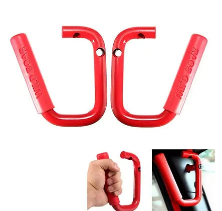 JK Wild Boar Front Grab Handles - Red Aluminum