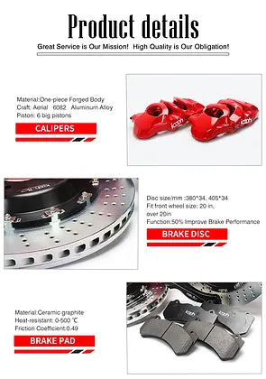 Longhorn 6-Piston Front Brake Kits for 20" Rim - 1 set