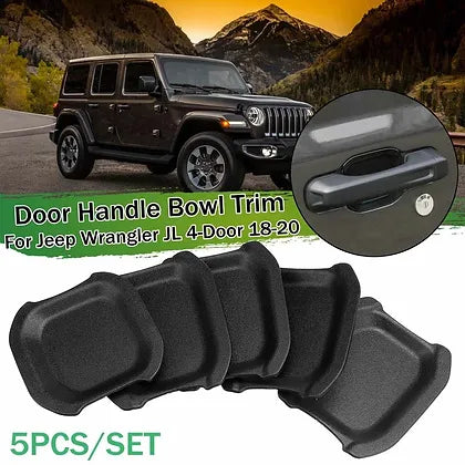 JL 4-Door Matte Black ABS Car Exterior Door Handle Bowl Cover