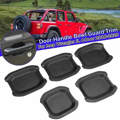 JL 4-Door Matte Black ABS Car Exterior Door Handle Bowl Cover
