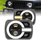 Bronco Style 90W 5X7" LED Headlight DOT Black - Pair