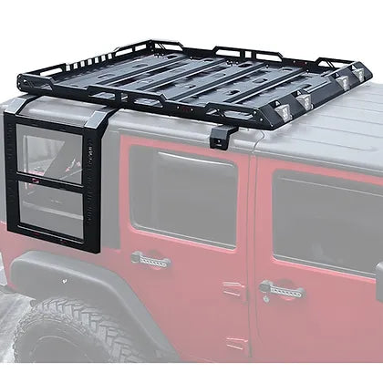 JL 4Dr Aluminum Roof Rack w/ Ladder Roof Luggage