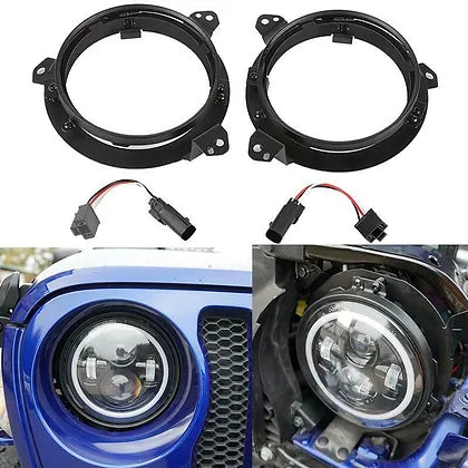 JL 7" Led Headlights Mounting Bracket Ring & Harness