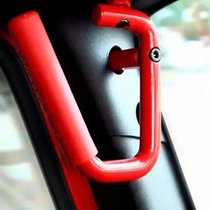 JK Wild Boar Front Grab Handles - Red Aluminum