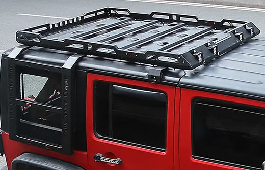 JL 4Dr Aluminum Roof Rack w/ Ladder Roof Luggage