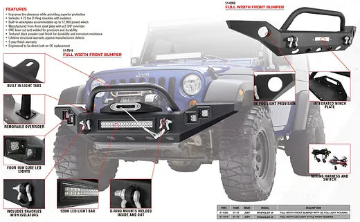 Paramount JL Full Width LED Light Style Front Bumper