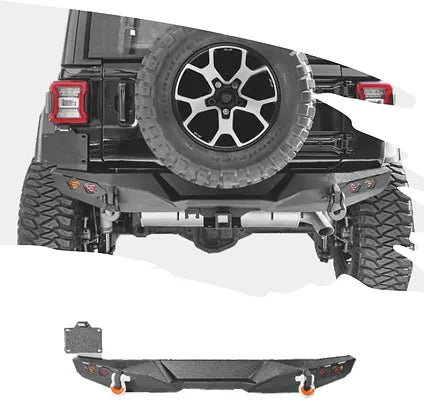 JK Longhorn MAX-WD Rear Bumper w/ LED+D-Ring+ Number Plate Holder