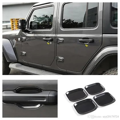 JL 4-Door Glossy Black ABS Car Exterior Door Handle Bowl Cover