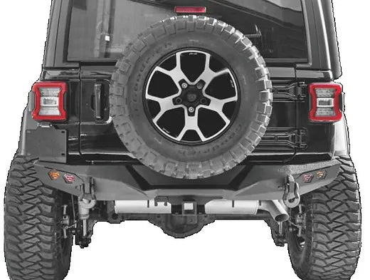 JK Longhorn MAX-WD Rear Bumper w/ LED+D-Ring+ Number Plate Holder